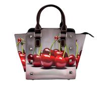 African grassland animals Women Top Handle Shoulder Bag Personality Rivet Satchel Tote Middle Size Handbag Purse Bag, Chilean Cherries, One Size