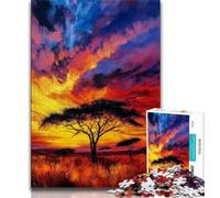 African Grassland Sunset Jigsaw Puzzles for Adults 1000 Piece Puzzle,Educational Games Home Decoration Deal As Gifts for The Whole Family (50x75cm)