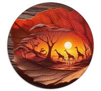 African GrasslandJigsaw Puzzles 1000 Piece for Adults Kids Round GiraffeCreative Challenging Family Decorations1000pcs (67.5x67.5cm)