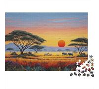 African Grasslands Brightly ColoredPuzzles 1000 Pieces for Adults for Adults 1000 Piece Puzzle Educational Challenge Games Home DecoratioWild Animals