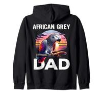 African Grey Parrot Dad Funny Vintage Timneh Grey Men Zip Hoodie