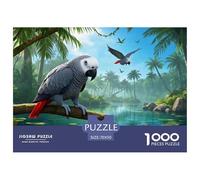 African Grey Parrot Jigsaw Puzzles Puzzle for Adults Kids. 1000 Pieces Great Gifts Challenge Toy Educational Games Home Decoration for Educational Games Gifts 70x50cm/1000pcs