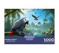 African Grey Parrot Jigsaw Puzzles Puzzles for Adults Kids. 1000 Pieces Great Gifts Challenge Toy Educational Game Home Decoration for Educational Games Gifts 38x26cm/1000pcs