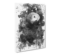 African Grey Parrot V4 Canvas Print | Gallery Wrapped 30mm Frame Wall Art | 20x14 inches | Ready to Hang | Modern Animals Picture | Living Room Bedroom Lounge Office