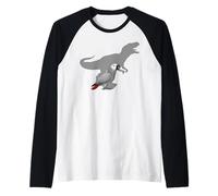 African Grey Parrot with T rex Shadow Bird Lovers Raglan Baseball Tee