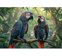 African Grey Parrots Wooden Jigsaw Puzzle for Adults Mind Challenge Elegant Home Decor & Thoughtful Gift for Seniors & Elders_500pcs