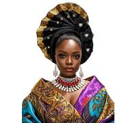 African Headscarf Nigerian Gele Auto Tie Fashion Turban Elegant Headwrap Women Stylish Hijab (black, 22.44in-22.83in Freely adjustable)