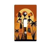 African Heritage Light Switch Cover Plates/Outlet Covers, Warm Earthy Tones with Traditional Figures, Decorative Wall Accents for Home Decor, Thermoplastic Design, Standard Size Single Toggle