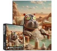 African Hippo Mud Bath SPA 1000 Piece Jigsaw Puzzles for Adults Mud Pool Background Art Puzzle Colorful DIY Puzzles for Home Decoration Gifts Family Puzzle Perfect for Game Nights 20×27 Inches