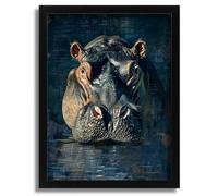 African Hippopotamus Wall Art Print Animal Artwork Hippo Framed Picture Painting Poster A4 - Wall Art Home Decor Movie Poster Canvas Film Cinema Retro Vintage Cult Classic Nostargic Saga Modern repri