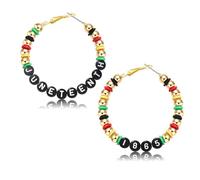 African Hoop Earrings for Black Women - 1865 History Juneteenth Jewelry Accessories - Statement Ethnic Dangle Earring for Girls, Alloy, Enamel, No Gemstone