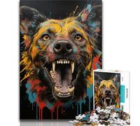African Hyena Puzzles 1000 Pieces for Adults,Help The Brain Exercise Addictive Toys to Cultivate Patience Unique Challenge Game (50x75cm)