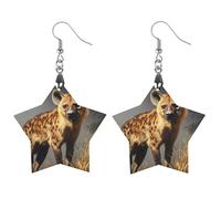 African Hyena Women's Wooden Earring Star Dangle Earrings Pendant Jewelry