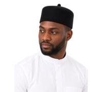 African Igbo Chief Cap, Traditional Native Wool Felt Hat for Men | Authentic Nigerian Ceremonial Kufi Hat, Black, XL