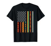 African Kente Cloth Shirts American Flag T-Shirt