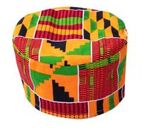 African Kente Kufi Hat Men Hats Dashiki Accessory Cap Orange