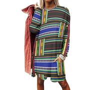 African Kente Tribal Women's Blouses & Shirts Dress Long Sleeve Casual Loose Sweatshirt Crewneck Tees Tops With Pockets XL