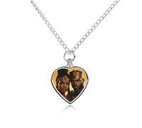African King And Queen Heart Silver Pet Urn Necklace Memorials Funerary Ashes Classic Pendant for Dog Cat Lover
