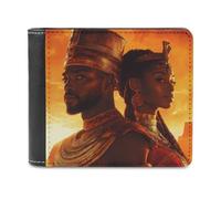 African King and Queen Leather Men's Bifold Wallet Minimalist Coin Purse with Hidden Slots Simple Credit Card Holder Gifts