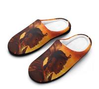 African King And Queen Men's Cotton Slippers Lightweight House Shoes with Anti-Skid Sole for Travel Indoor Outdoor