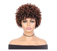 African ladies afro wig, dreadlock wig wig, african afro fluffy curly wig, 6 inch curly braid wig(Color:Orange brown)