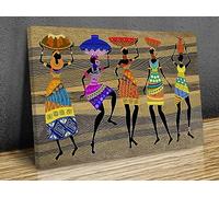 African Ladies, Collage,golden background,African Masai, wall hangings, wall art, canvas print art framed,famous painting reproductions home decor wall art print (30x20 in (75cm x 50cm))