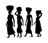 African Ladies Reusable Stencil A3 A4 A5 & Bigger Sizes Modern Oriental Style / P1 (PVC Reusable Stencil, A4 Size - 210 x 297 mm, 8.3 x 11.7 in)