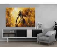 African Lady, Abstract Art,Yellow Golden tones, Golden Jewlery, wall hangings, wall art, canvas print art framed,famous painting reproductions home decor wall art print (30x20 in (75cm x 50cm))