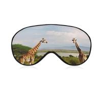 African Landscape and Giraffe Eye Mask, Side Sleeping Mask Light Blindfold Sleeping Mask Nose Pad and Elastic Band for Children Women and Men