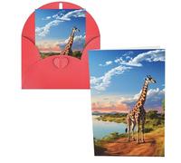 African Landscape with Nile River and Giraffe Greeting Card with Envelopes Thank YouCard Happy Birthday Card for Women Men Christmas Halloween Wedding Blank Note Cards All Occasion Greeting Cards 4x6