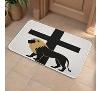 African Leo Lion King with Cross Front Door Mat, Heavy Duty Bathroom Rugs Durable Welcome Mat for Outdoor Indoor, Super Absorbent Bath Rugs for Entryway Outside Patio Porch, 50x80cm