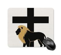 African Leo Lion King with Cross Square Mouse Pads Non-Slip Rubber Base Mouse Mat Cute Mousepad Funny Computer Desk Accessories for Office Home Gaming Work 25 * 30cm