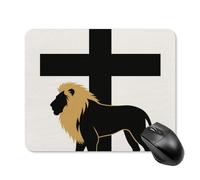 African Leo Lion King with Cross Square Mouse Pads Non-Slip Rubber Base Mouse Mat Cute Mousepad Funny Computer Desk Accessories for Office Home Gaming Work 20 * 25cm