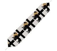 African Leo Lion King with Cross Table Runner for Dining Table, Short Plush Runners Washable & Durable Tablerunner Modern Home Decor for Wedding, Kitchen, Holiday 229*33cm