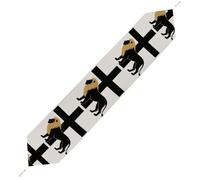 African Leo Lion King with Cross Table Runner for Dining Table, Short Plush Runners Washable & Durable Tablerunner Modern Home Decor for Wedding, Kitchen, Holiday 178*33cm