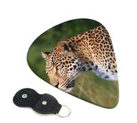 African Leopard 6 Pack Guitar Picks With Holder, Personalized Guitar Plectrums Non-Slip Portable Ukulele Bass Picks 0.96mm For Acoustic Guitar Lovers Gifts