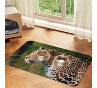 African Leopard Dog Food Mat, Absorbent Pet Feeding Mat for Food and Water Bowls Non-Slip Placement Pad for Floors Waterproof Quick Dry Water Dispenser Mat for Dogs Puppy Cats 16x24 Inch