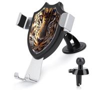 African Leopard Face Funny Car Phone Holder Automatic Clamp Smartphone Mount for 4.0''-6.0'' Smartphones