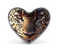 African Leopard Face Heart Metal Badges Decorative Brooches Fashionable Lapel Pin for Hat Backpack Clothing