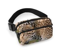 African Leopard Fanny Pack for Women Men Waist Bag Belt Bag Adjustable Casual Bag for Travel Sports Hiking, white, 7.9x5.1inches