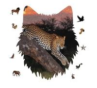 African Leopard Jigsaw Puzzle 175PCS Wolf Head Design Puzzle Wooden Jigsaw Puzzles for Adults Families