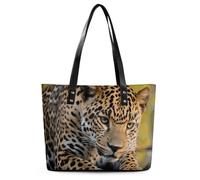 African Leopard Leather Tote Bag for Women Work Shoulder Purses with Zipper Waterproof Large Computer Shoulder Bag Fashion Ladies Shoulder Handbag Reusable Shopping Bags