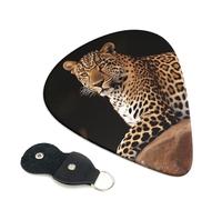 African Leopard On Rock 6 Pack Guitar Picks With Holder, Personalized Guitar Plectrums Non-Slip Portable Ukulele Bass Picks 0.96mm For Acoustic Guitar Lovers Gifts