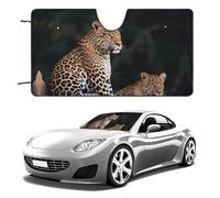 African Leopard on Rock Car Windshield Sun Shade Keep Car Interior Cool 51"x28" Folding Front Window Sun Shade, Heat Shield for SUV, Truck, Blocks UV