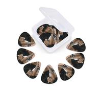 African Leopard on Rock Guitar Picks 12 Pack Thin, Medium & Heavy 3 Different Thickness Celluloid Guitar Plectrums with Storage Box Personalized Guitar Pick for Acoustic Guitar, Bass