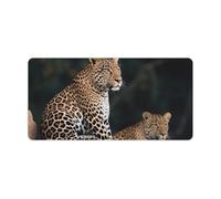 African Leopard on Rock Keyboard Mat Large Gaming Mouse Pad, Anti-Slip Desk Mat for Desktop Desk Work/Home Writing Mat 11.8 * 23.6 Inches