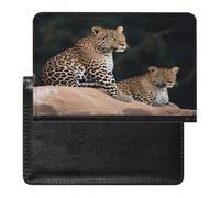 African Leopard on Rock Passport Holder Vaccine Card Holder Travel Document Organizer Credit Card Organizer for Women/Men