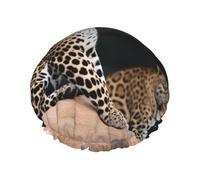 African Leopard on Rock Shower Caps for Women Reusable Waterproof Shower Bonnet Large Elastic Bath Caps Double Layers Bathing Hair Caps Designed for all Hair Lengths with PEVA Lining