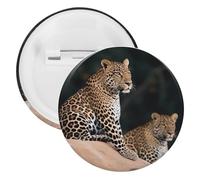 African Leopard on Rock Tinplate Badge Personalized Round Brooch Large Craft Button Suitable for Teachers, Nurses, Doctors, Staff, Party Gift Accessories, 20PCS, Plastic, plastics