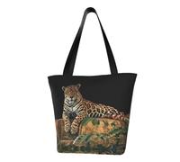 African Leopard On Rock Women'S Printed Tote Bag, Large Capacity Shoulder Handbag, Polyester Fabric With Foam Padding,Inner Security Pocket